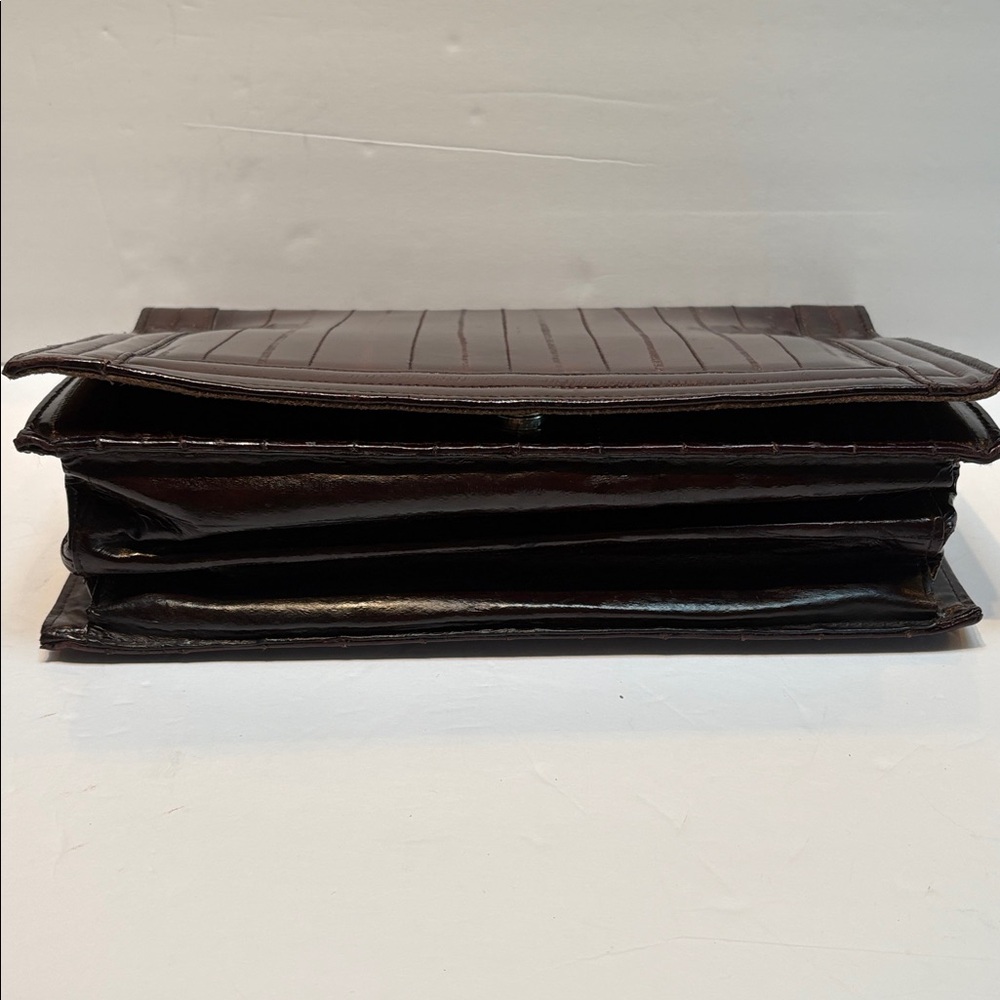 Vintage Deep Chocolate Brown Eel Skin Clutch/ Shoulder Bag - Picture 3 of 6